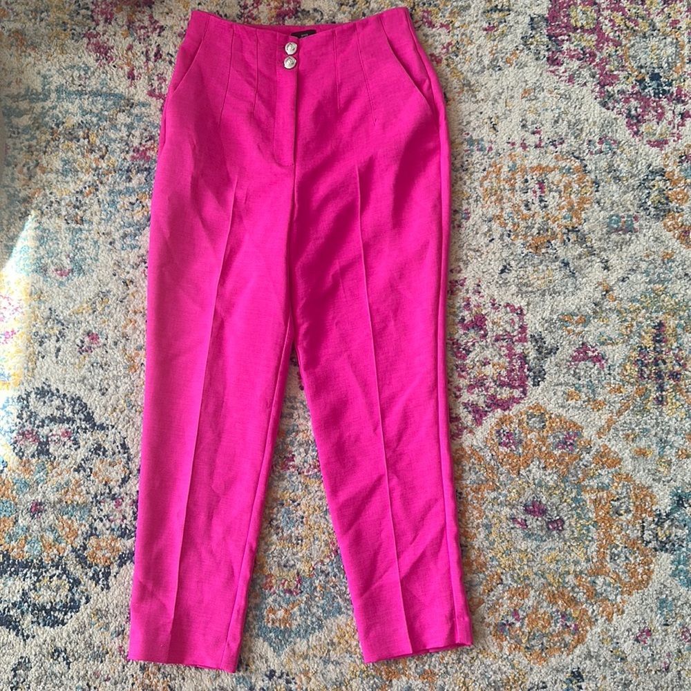 NWT RIVER ISLAND PINK TROUSERS HIGH WAIST SZ 6